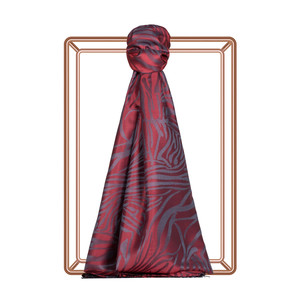 Burgundy Zebra Jacquard Silk Scarf - Thumbnail