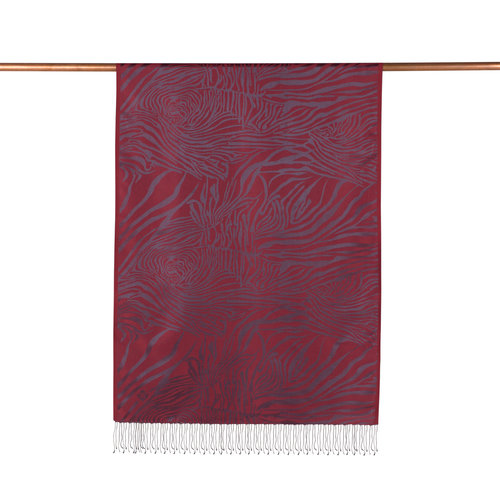 Burgundy Zebra Jacquard Silk Scarf