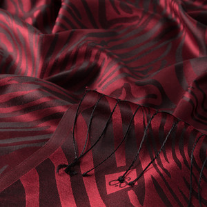 Burgundy Zebra Jacquard Silk Scarf - Thumbnail