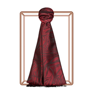 Burgundy Zebra Jacquard Silk Scarf - Thumbnail