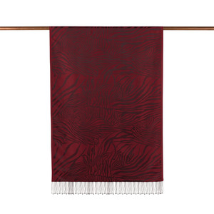 Burgundy Zebra Jacquard Silk Scarf - Thumbnail