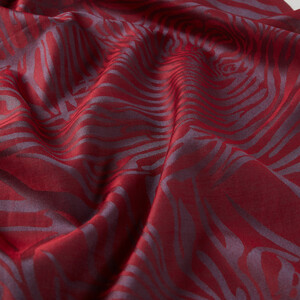 Burgundy Zebra Print Cotton Silk Scarf - Thumbnail