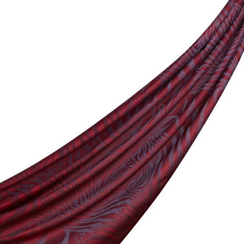 Burgundy Zebra Print Cotton Silk Scarf