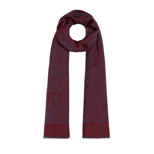 Burgundy Zebra Print Cotton Silk Scarf