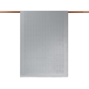 Buz Beyazı İE Monogram Pamuk İpek Şal - Thumbnail