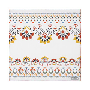 ipekevi - Buz Beyazı Kanaviçe Saten İpek Mendil