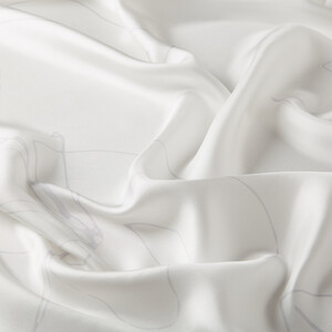 ipekevi - Buz Beyazı Trichosante Desenli Tivil İpek Eşarp (1)