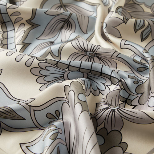 Buz Mavisi Asi Sarmaşık Tivil İpek Eşarp