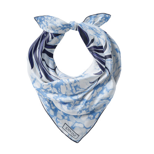 Buz Mavisi Karanfil Ebru Saten İpek Mendil