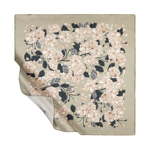 ipekevi - ايشارب حرير تويل تصميم ورود لون أخضر