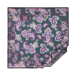 ipekevi - Çam Yeşili Patchwork Desenli Tensel Eşarp