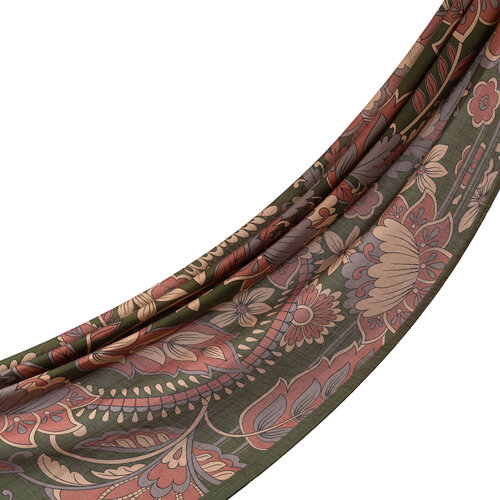 Çam Yeşili Saray Sarmaşığı Desenli Tensel Şal