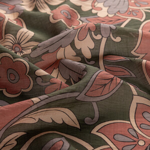 Çam Yeşili Saray Sarmaşığı Desenli Tensel Şal - Thumbnail