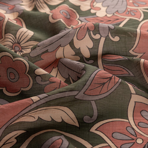 Çam Yeşili Saray Sarmaşığı Desenli Tensel Şal