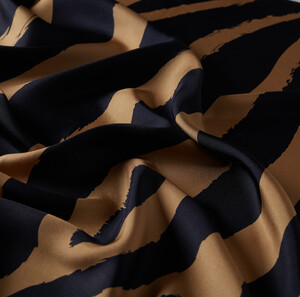 Camel Macro Zebra Print Silk Twill Scarf - Thumbnail