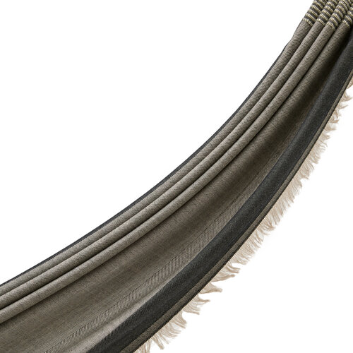 Camel Multi Stripe Wool Silk Scarf