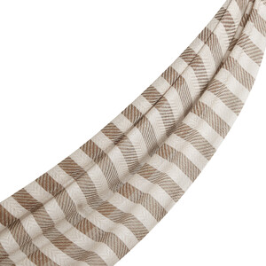 Camel Striped Linen Cotton Scarf - Thumbnail