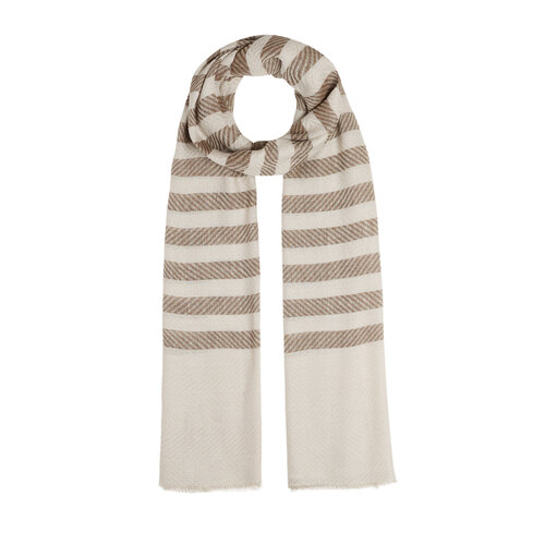 Camel Striped Linen Cotton Scarf