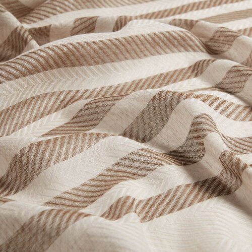 Camel Striped Linen Cotton Scarf