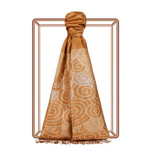 Caramel Lurex Spiral Silk Scarf - Thumbnail