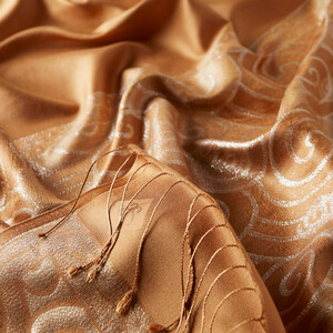 Caramel Lurex Spiral Silk Scarf - Thumbnail