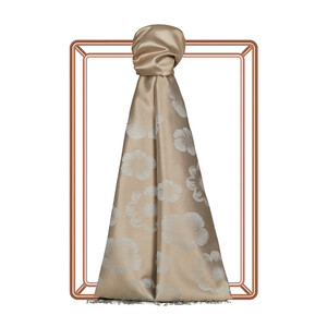 Caramel Violet Jacquard Silk Scarf - Thumbnail