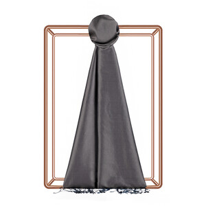 Charcoal Anthracite Reversible Silk Scarf - Thumbnail