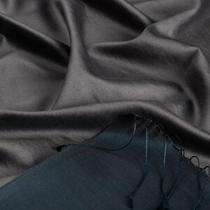 Charcoal Anthracite Reversible Silk Scarf - Thumbnail