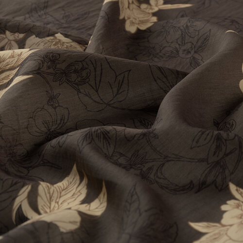 Charcoal Azalea Print Tencel Scarf