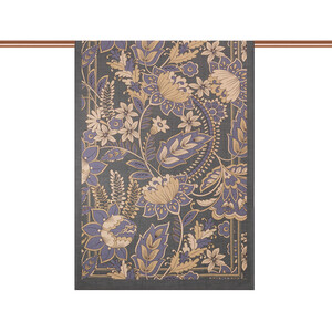 Charcoal Beige Royal Ivy Pattern Tencel Scarf - Thumbnail