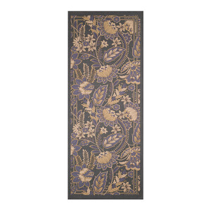 Charcoal Beige Royal Ivy Pattern Tencel Scarf - Thumbnail