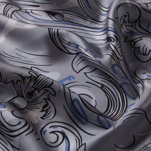 Charcoal Black Breeze Twill Silk Scarf