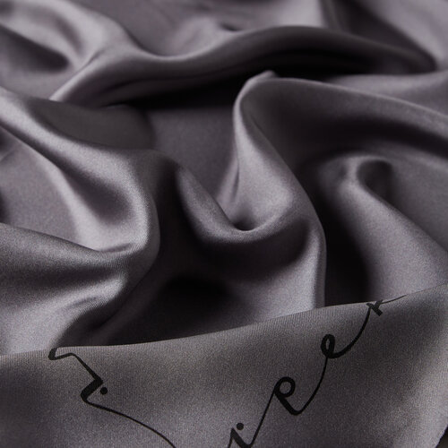 Charcoal Black Signature Silk Twill Scarf