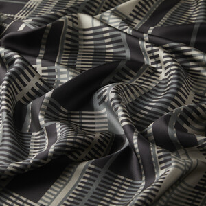 Charcoal Black Skyscarpers Twill Silk Scarf - Thumbnail