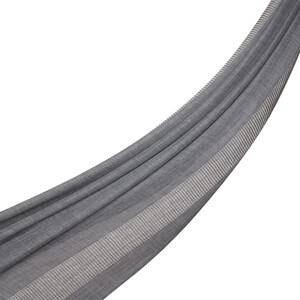 Charcoal Block Cord Wool Silk Scarf - Thumbnail
