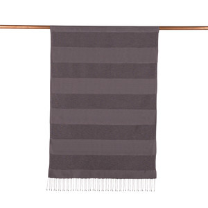 Charcoal Block Lurex Striped Silk Scarf - Thumbnail