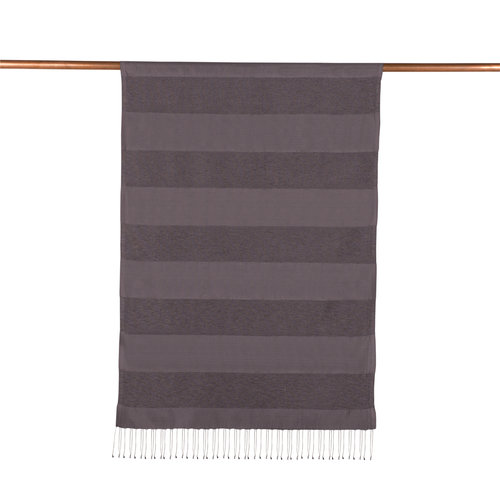 Charcoal Block Lurex Striped Silk Scarf