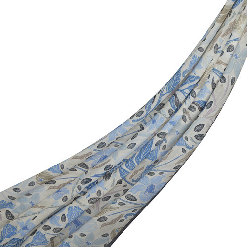 Charcoal Blue Botanical Cotton Scarf