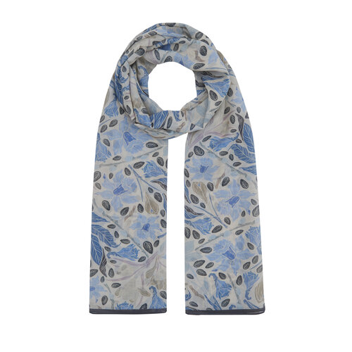 Charcoal Blue Botanical Cotton Scarf