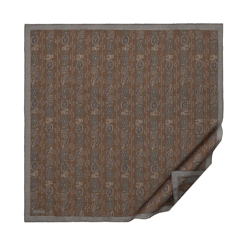 Charcoal Brown Monogram Print Tencel Scarf