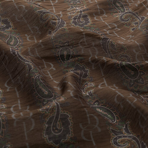 Charcoal Brown Monogram Print Tencel Scarf
