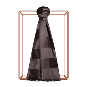 Charcoal Buffalo Checked Silk Scarf - Thumbnail