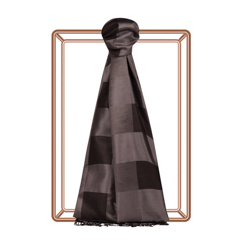 Charcoal Buffalo Checked Silk Scarf