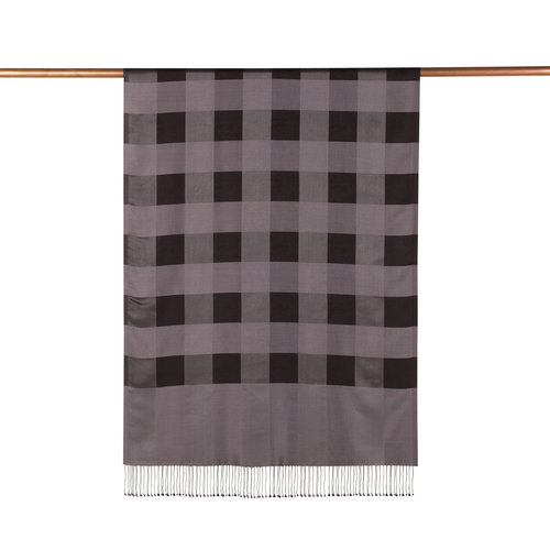 Charcoal Buffalo Checked Silk Scarf