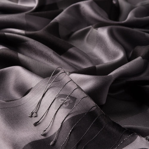 Charcoal Buffalo Checked Silk Scarf