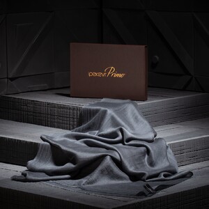 Charcoal Cashmere Wool Silk Prime Scarf - Thumbnail