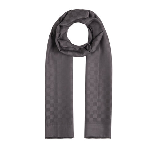Charcoal Checkered Cotton Silk Scarf