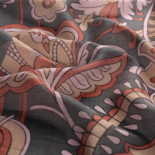 Charcoal Dry Rose Royal Ivy Pattern Tencel Scarf