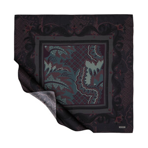 Charcoal Emirgan Twill Silk Scarf - Thumbnail