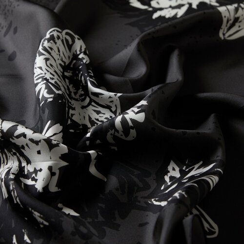 Charcoal End Of Summer Twill Silk Scarf 